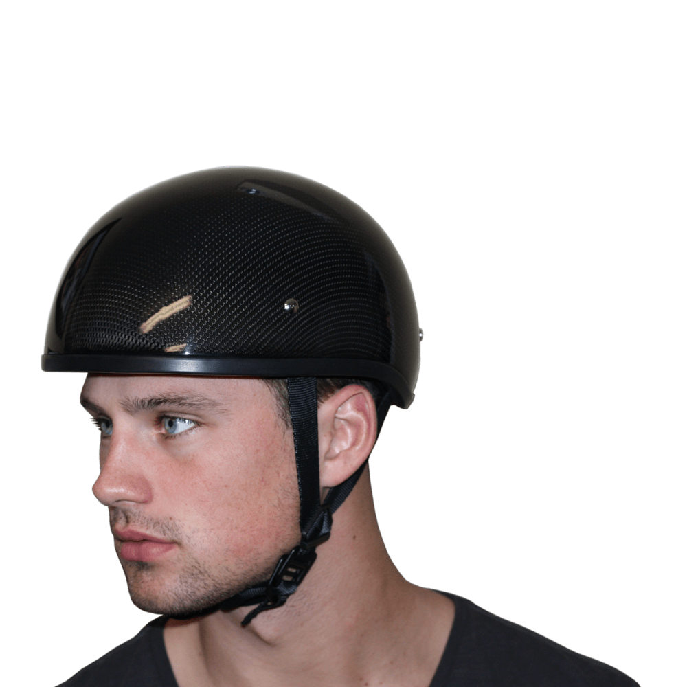 D.O.T. DAYTONA SKULL CAP W/O VISOR- GREY CARBON FIBER Being Modeled