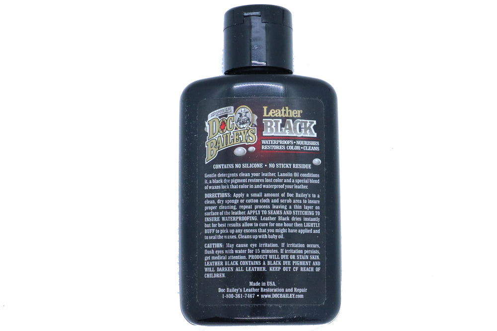 Label Doc Bailey's Leather Black Redye and Waterproof