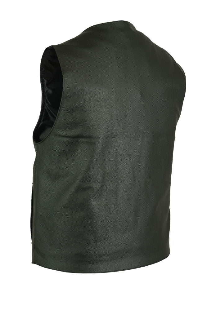 DS Men's Milled Single Back Panel Leather Vest - Black