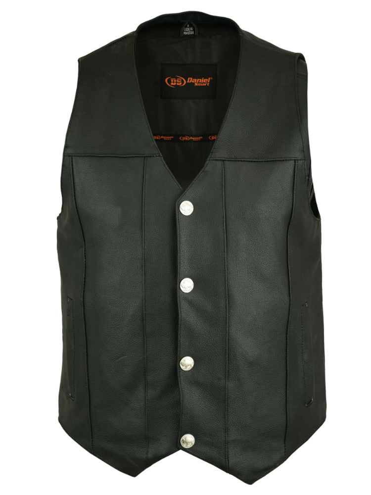 DS Men's Milled Single Back Panel Leather Vest - Black