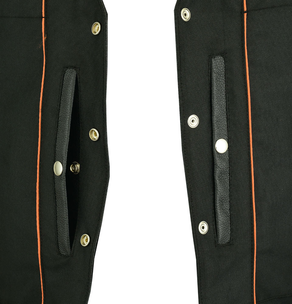 DS Men's Milled Single Back Panel Leather Vest - Black