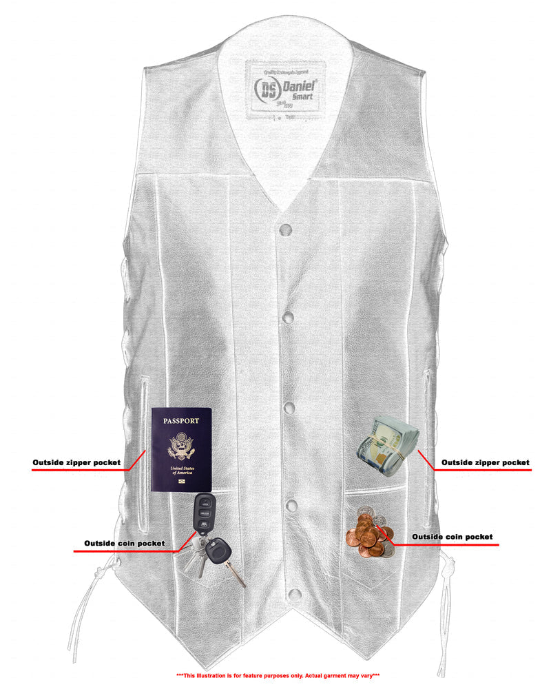 DS Men's Ten Pocket Utility Black Vest - TALL