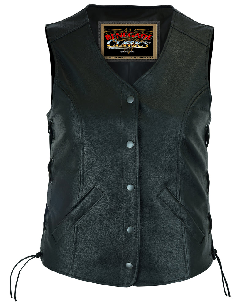 Full Front Clara Cowhide Open Neck Vest