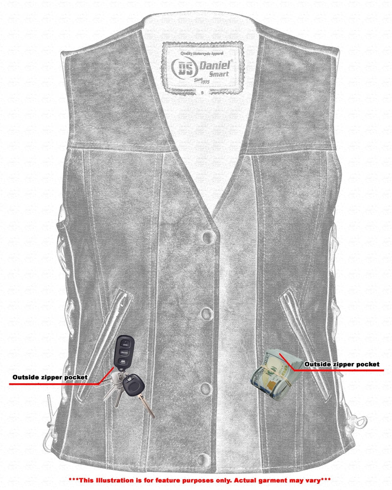 DS Women's Gray Single Back Panel Concealed Carry Vest