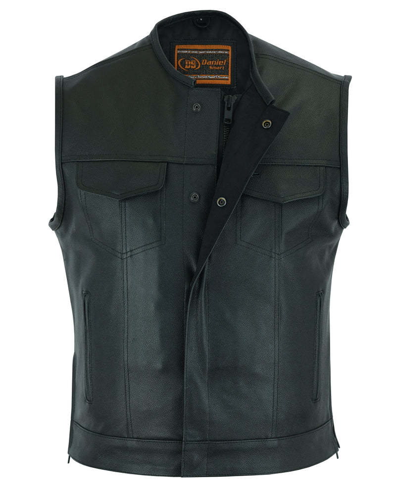 DS Eclipse Black Motorcycle Vest - Hidden Smart Access Pockets & Durable Lining