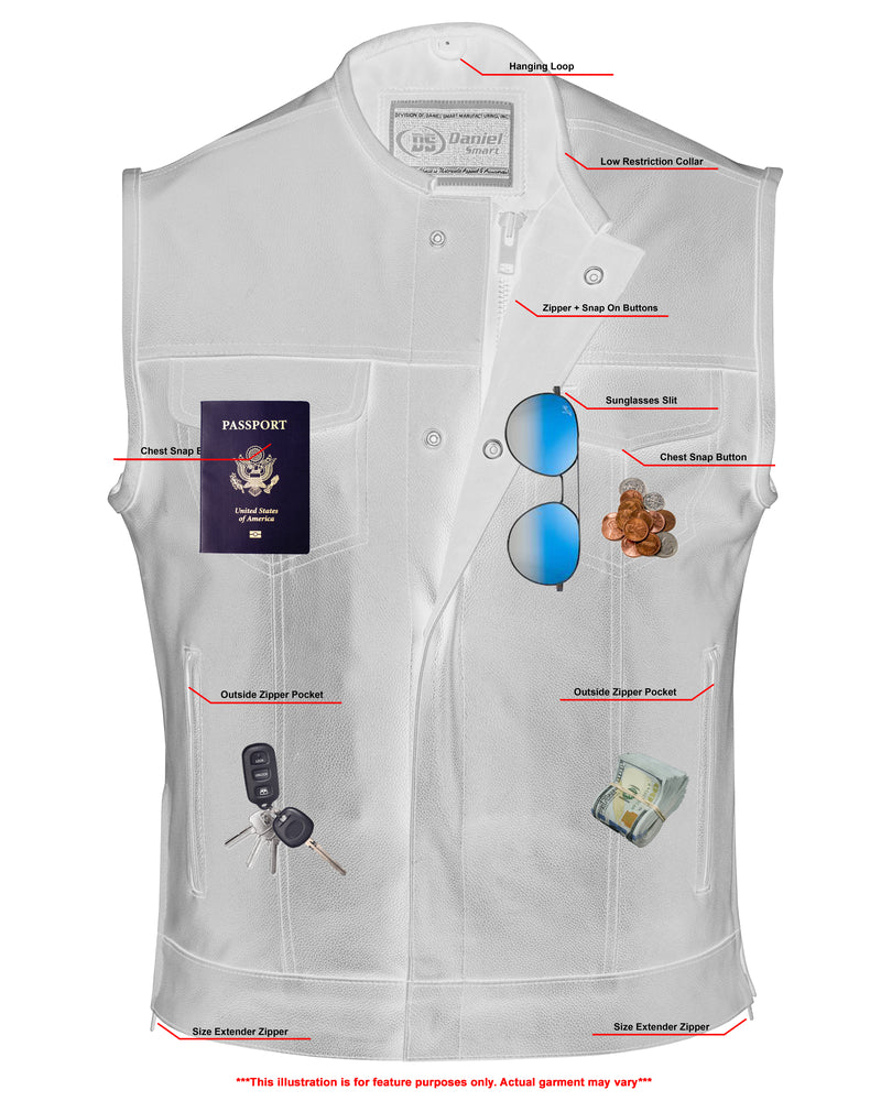 DS Eclipse Black Motorcycle Vest - Hidden Smart Access Pockets & Durable Lining