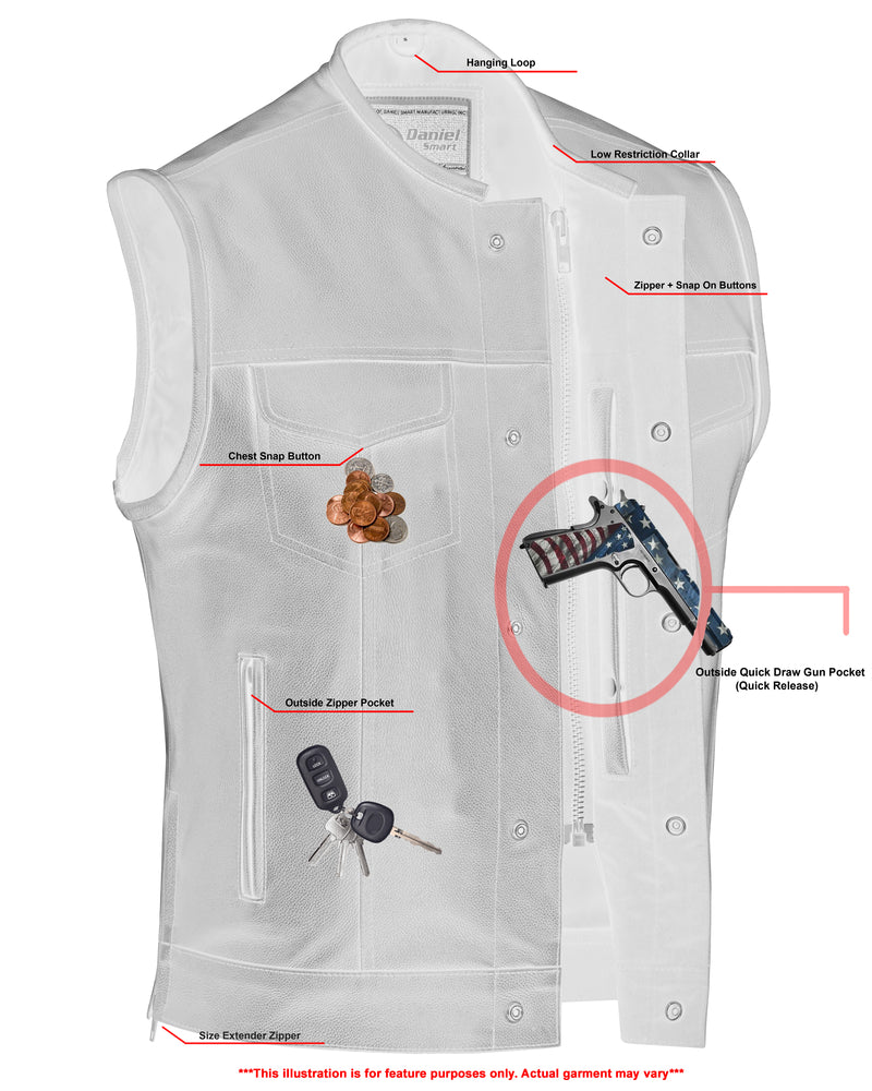 DS Eclipse Black Motorcycle Vest - Hidden Smart Access Pockets & Durable Lining