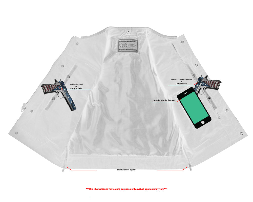 DS Eclipse Black Motorcycle Vest - Hidden Smart Access Pockets & Durable Lining