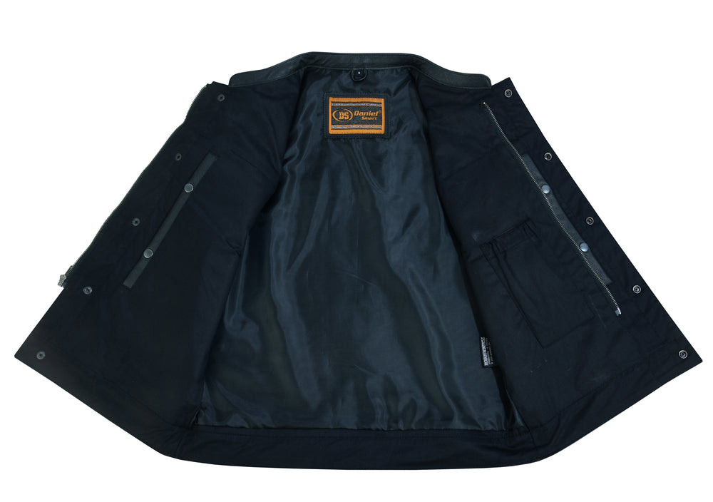 DS Blackhawk Scoop Collar Men's Motorcycle Vest - Smart Access Pocket & Hidden Zipper