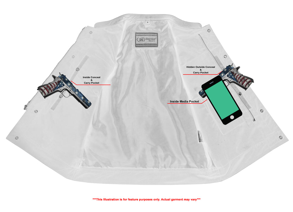 DS Blackhawk Scoop Collar Men's Motorcycle Vest - Smart Access Pocket & Hidden Zipper