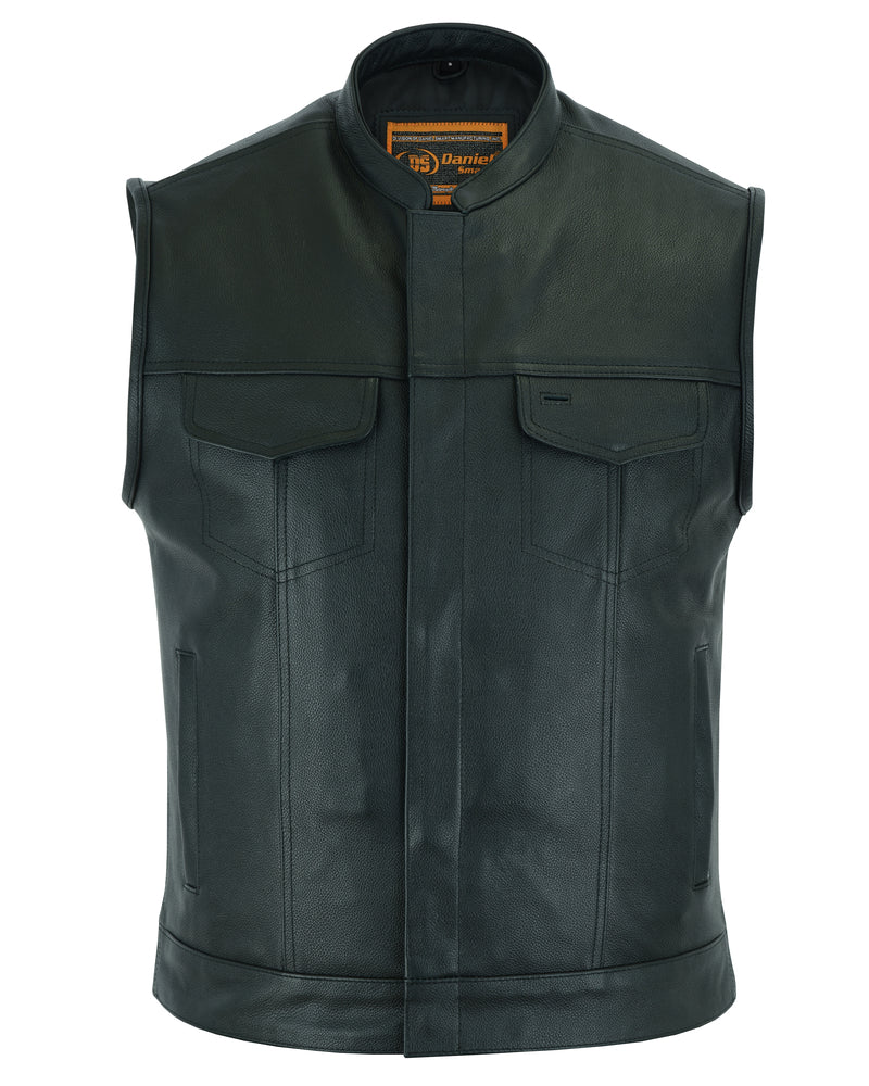 DS Blackhawk Scoop Collar Men's Motorcycle Vest - Smart Access Pocket & Hidden Zipper