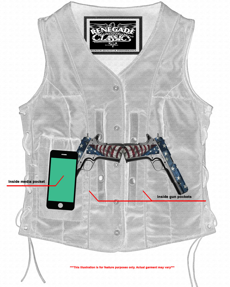 Xray Clara Cowhide Open Neck Vest