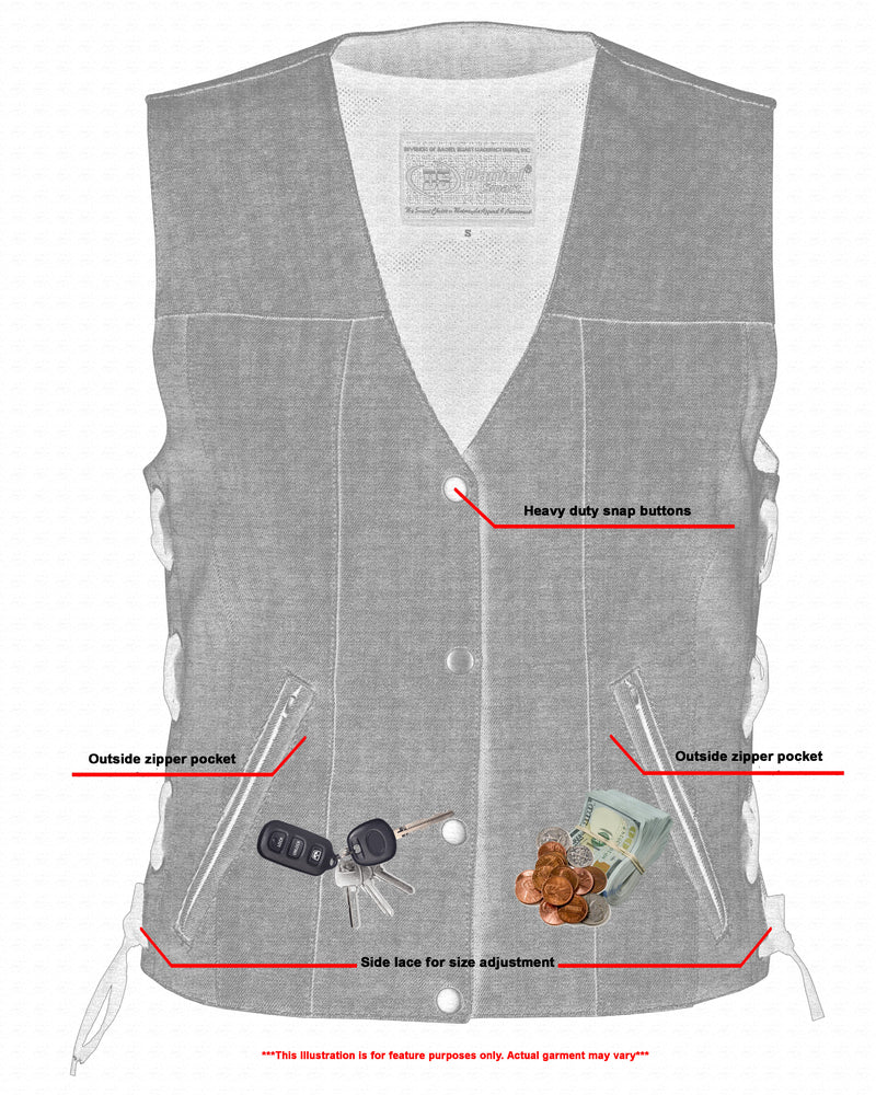 Xray Vision DM Women's Rough Rub-Off Raw Finish Broken Gray Denim Vest