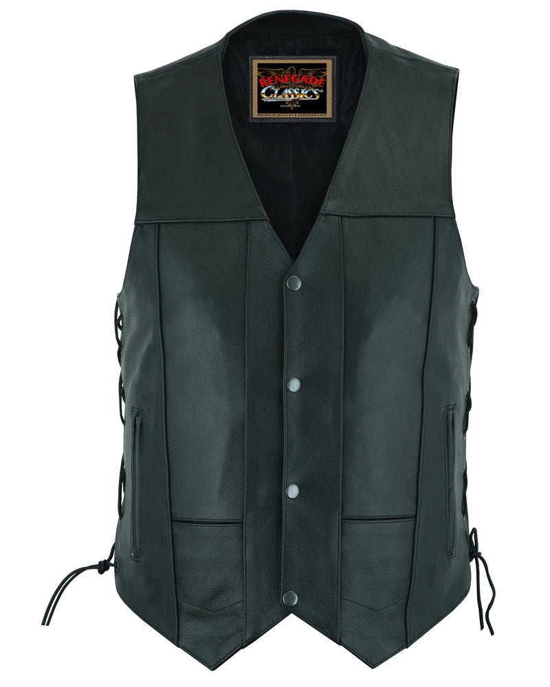 Front View Men's Line Ranger Multi-Pocket Motorcycle Vest - Black