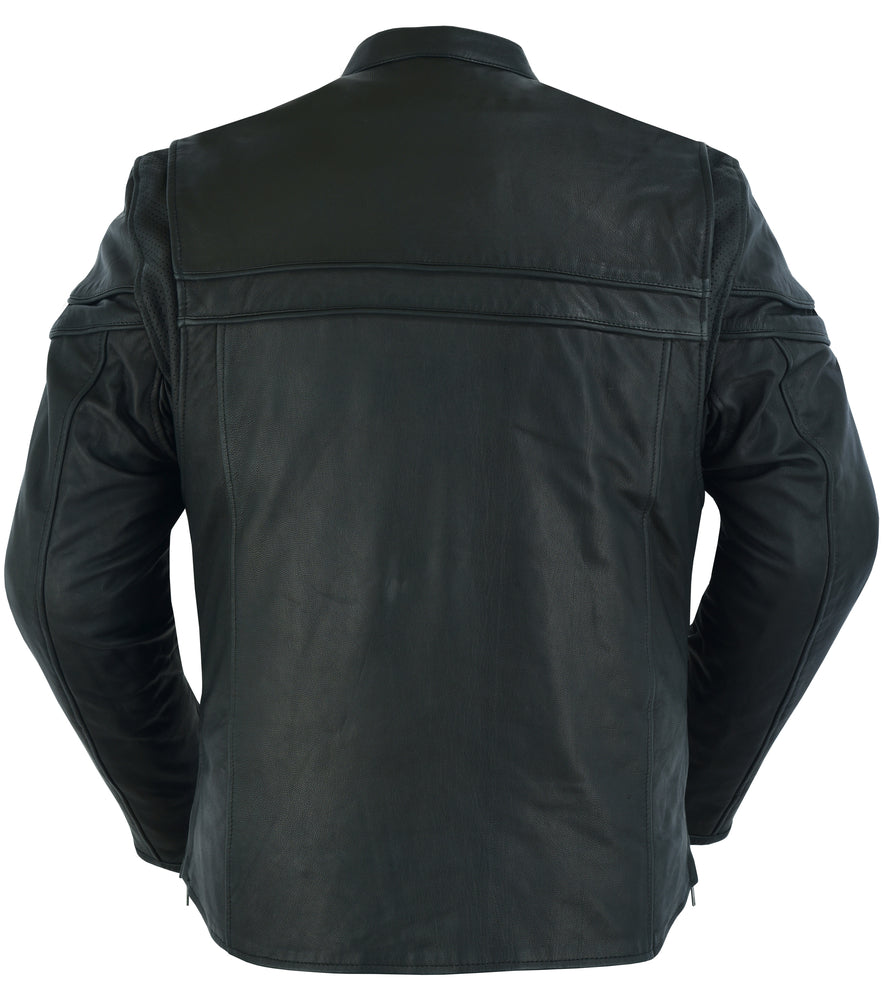 DS Men’s Sporty Lightweight Black Leather Cross Over Jacket