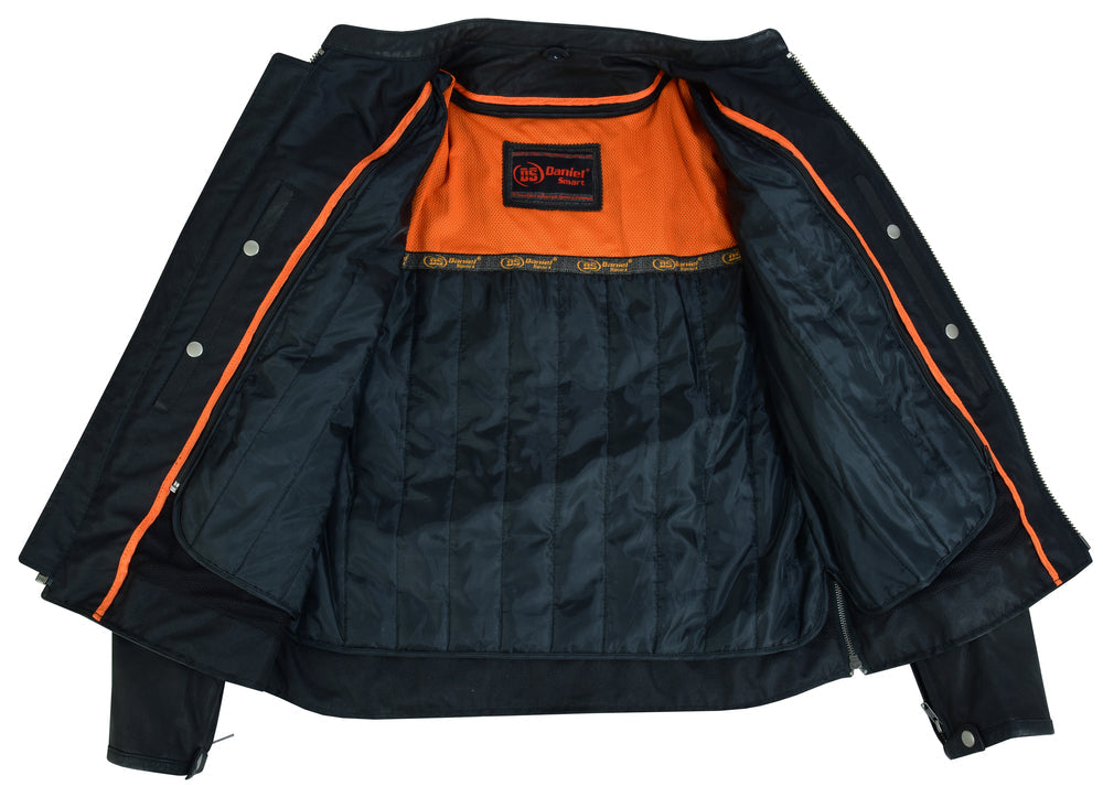 DS Men’s Sporty Lightweight Black Leather Cross Over Jacket