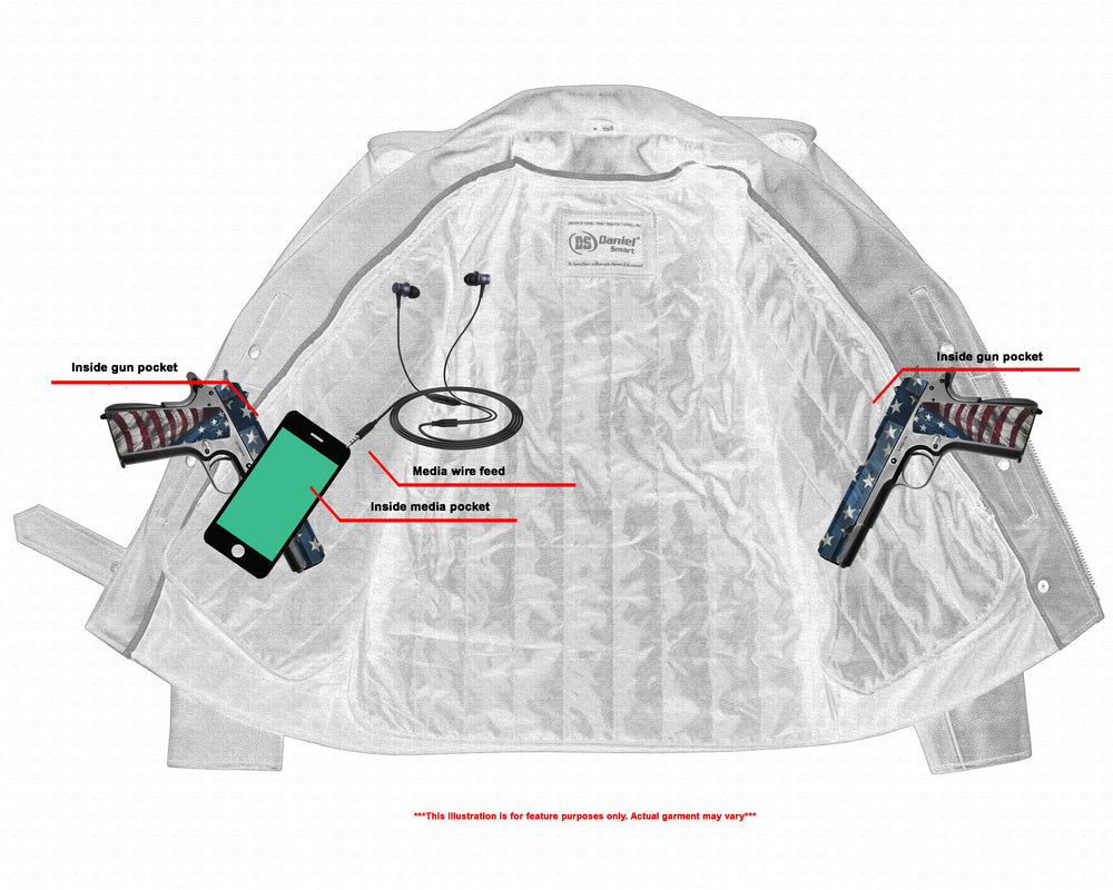 DS Men's Classic Plain Side Police Style M/C Jacket - TALL