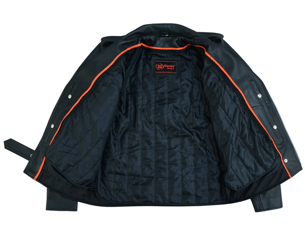 DS Men's Classic Plain Side Police Style M/C Jacket - TALL