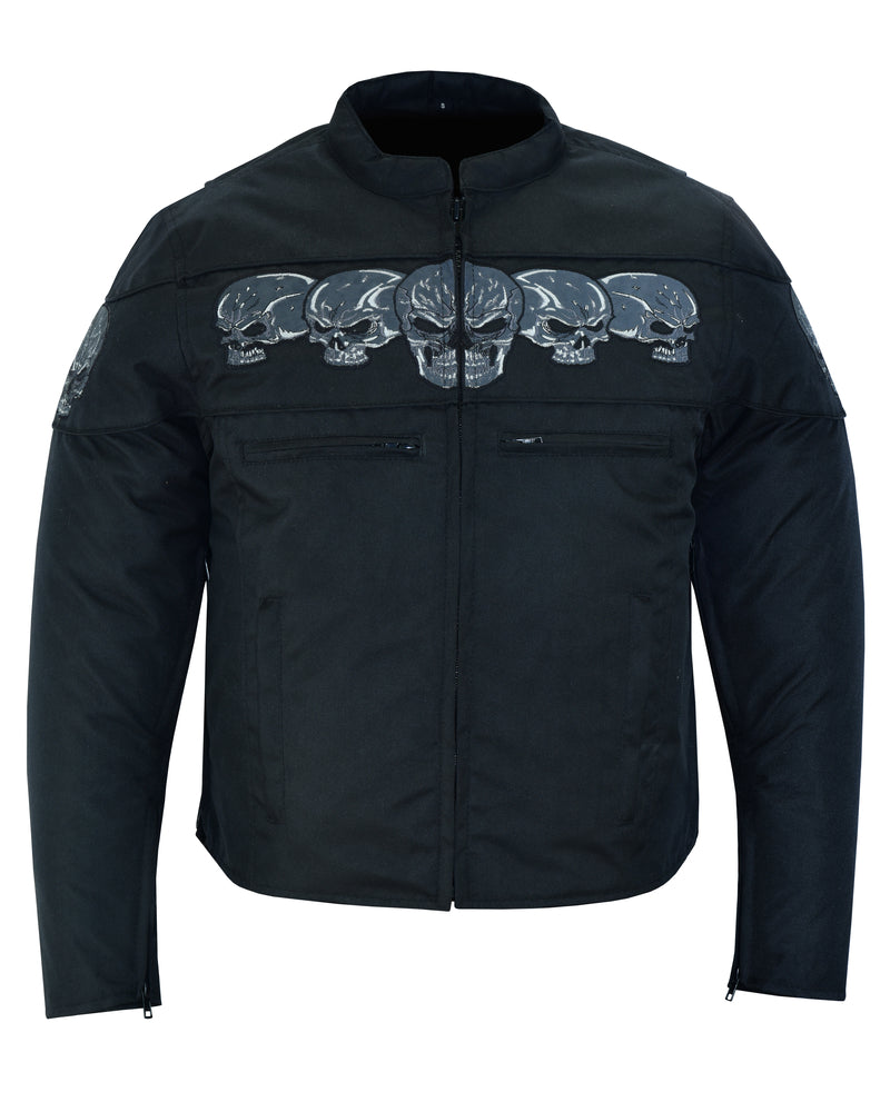 DS Men's Textile Scooter Style Jacket w/ Reflective Skulls