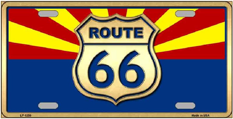 Route 66 Arizona State Flag Novelty Metal License Plate
