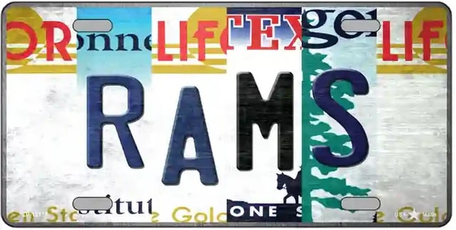Rams Strip Art Novelty License Plate