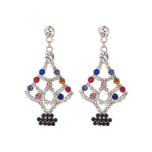 Festive Foliage: Colored Light Xmas Tree Earrings