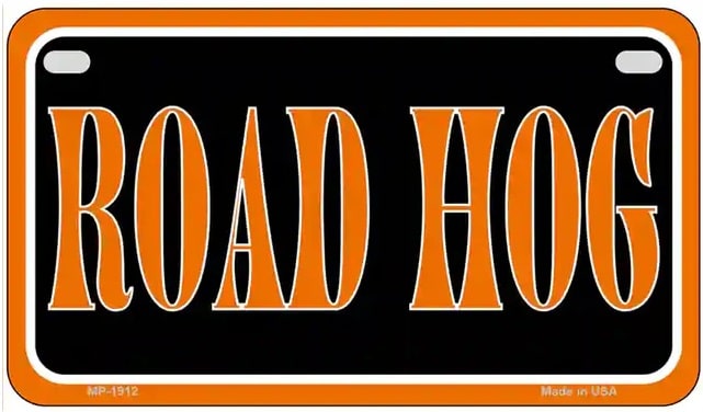 Road Hog Motorcycle License Plate