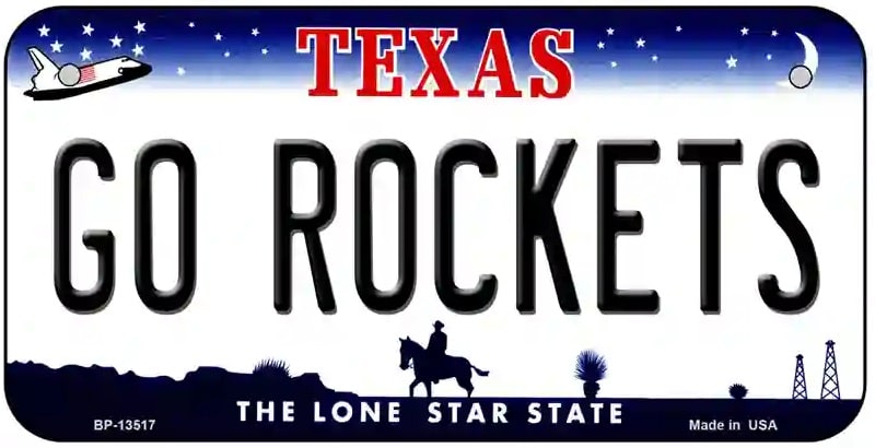 Go Rockets Texas Bicycle License Plate