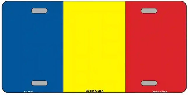 Romania Flag Metal Novelty License Plate Auto Tag