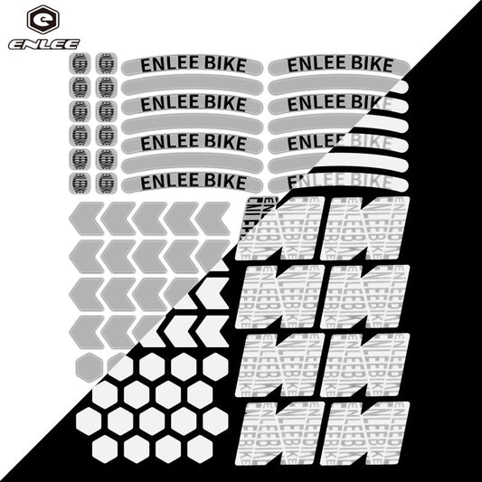 Set of ENLEE BIKE decals and stickers on a white background