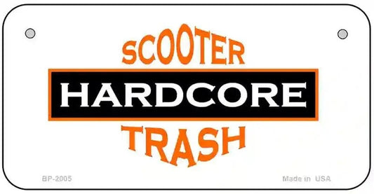 Hardcore Scooter Trash White Bicycle License Plate