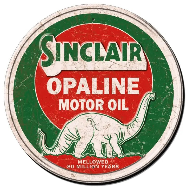Sinclair Opaline Round Tin Sign