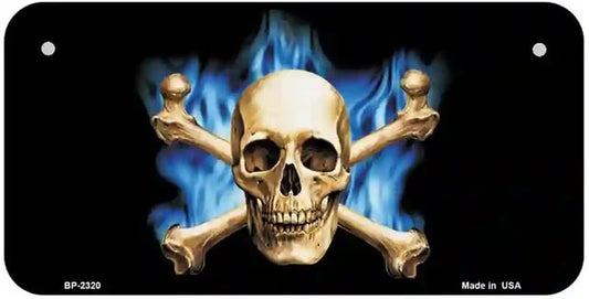 Skull With Blue Flames Bicycle License Plate