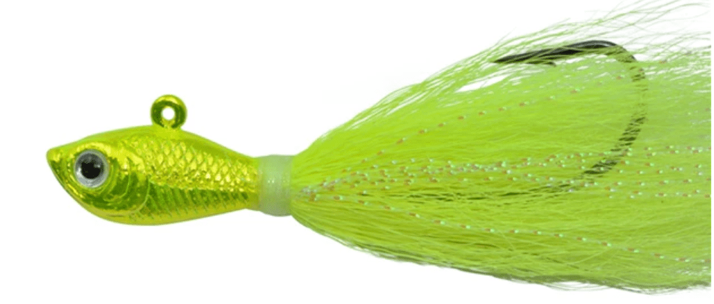 Yellow fishing lure with a detailed design on a white background