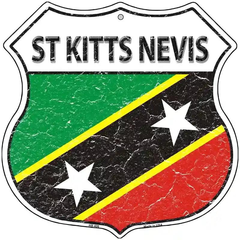St Kitts Nevis Flag Highway Shield Magnet