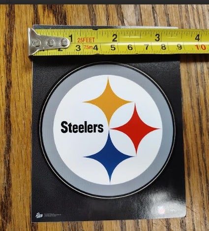 Measurements Pittsburgh Steelers Emblem Round Sticker / Decal