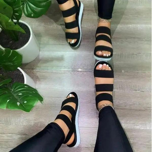 Summer Elastic Womens Sandals Solid Colorful Beach Soft Modern Stylish Women Sandals