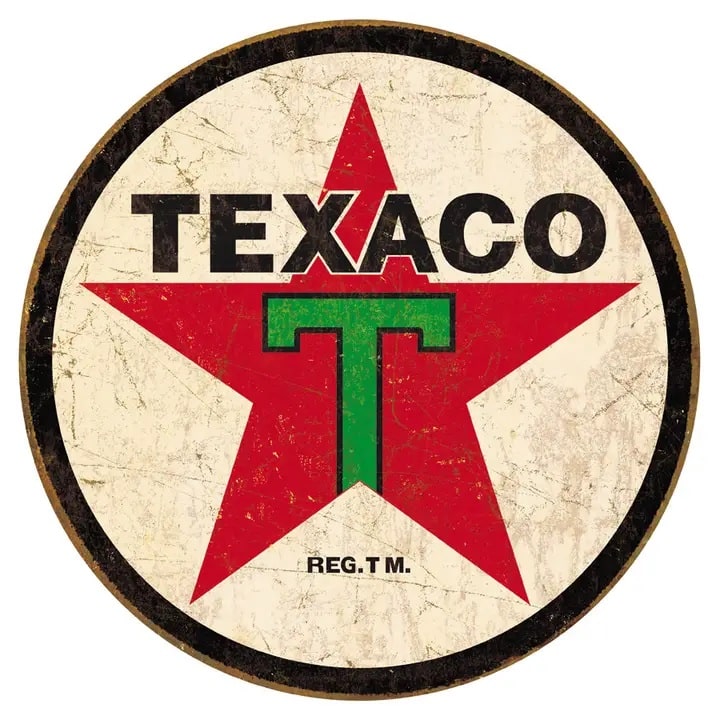 Texaco Round 1936 Tin Sign