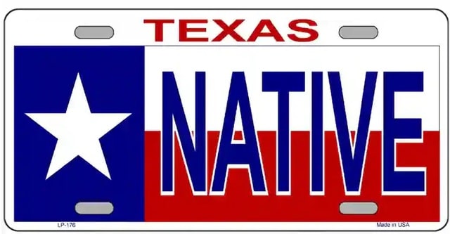 Texas Native Metal Novelty License Plate