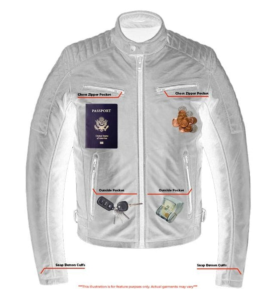 Front Xray View COPPER SLAYER MEN'S SHEEPSKIN LEATHER FASHION JACKET WITH SNAP BUTTON COLLAR