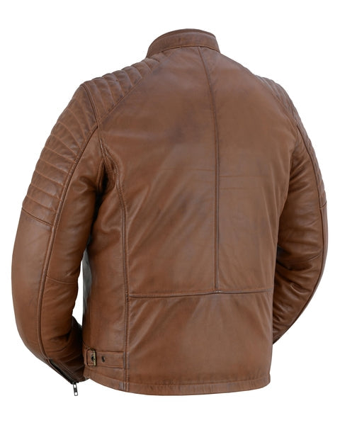 Alternate Angle COPPER SLAYER MEN'S SHEEPSKIN LEATHER FASHION JACKET WITH SNAP BUTTON COLLAR