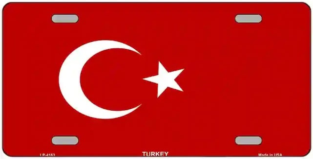Turkish Flag Metal Novelty License Plate Style Sign