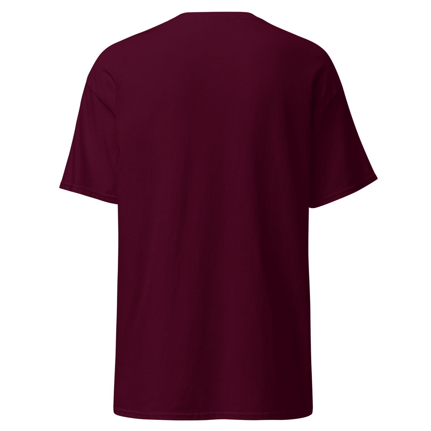 Maroon t-shirt on a white background
