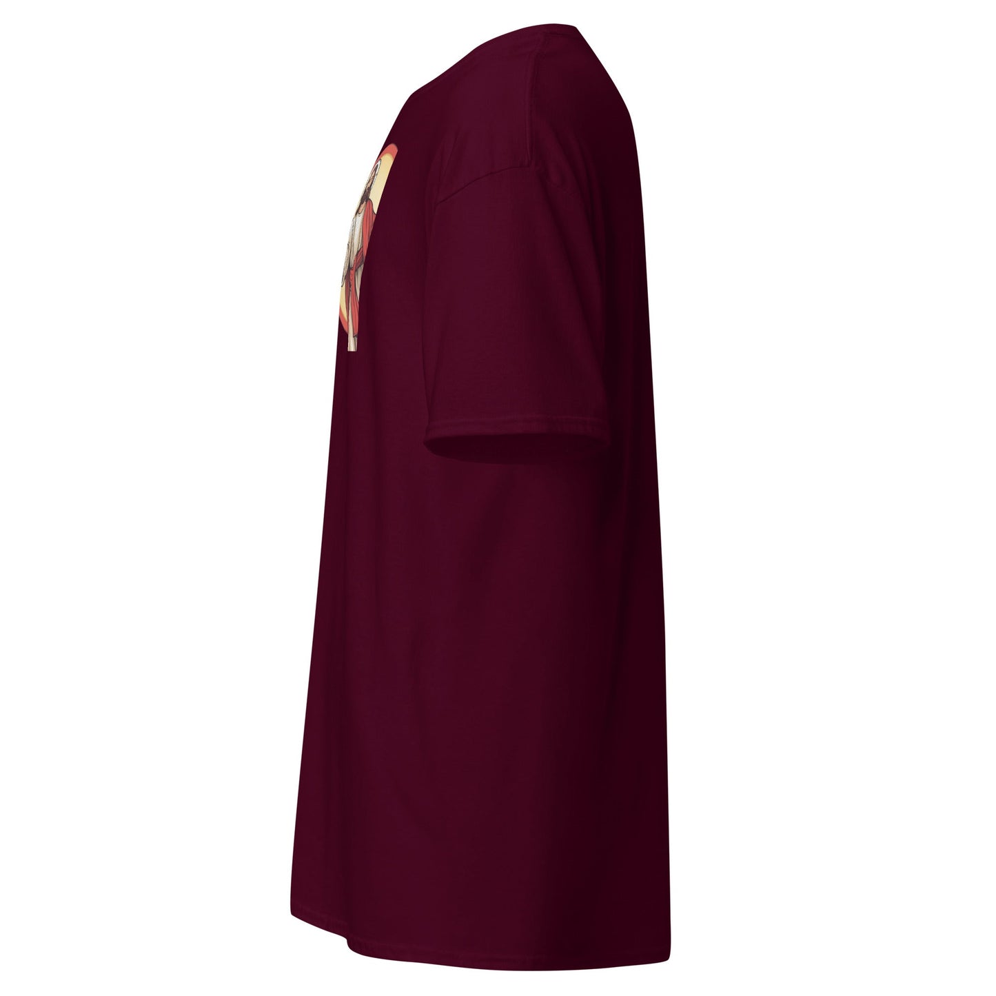 Maroon T Shirt Side View white background