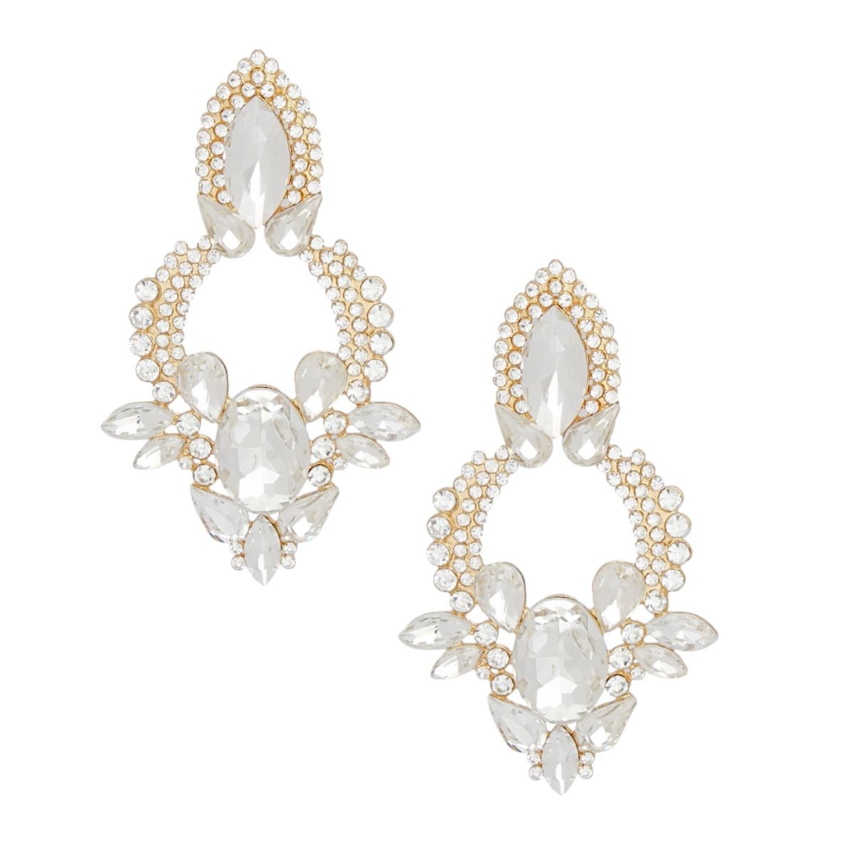 Drop Radiant Crystal Teardrop Formal Gold Earrings