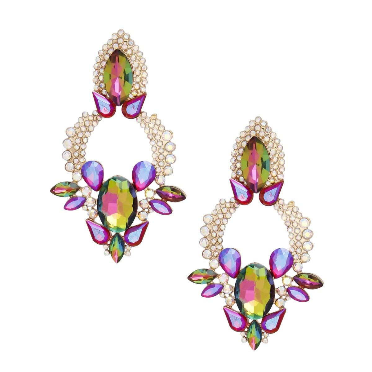Drop Radiant Crystal Teardrop Multicolor Earrings