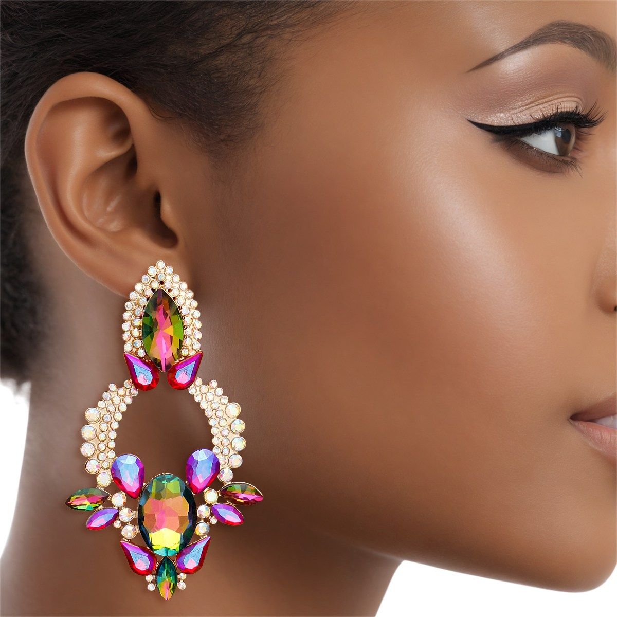 Drop Radiant Crystal Teardrop Multicolor Earrings