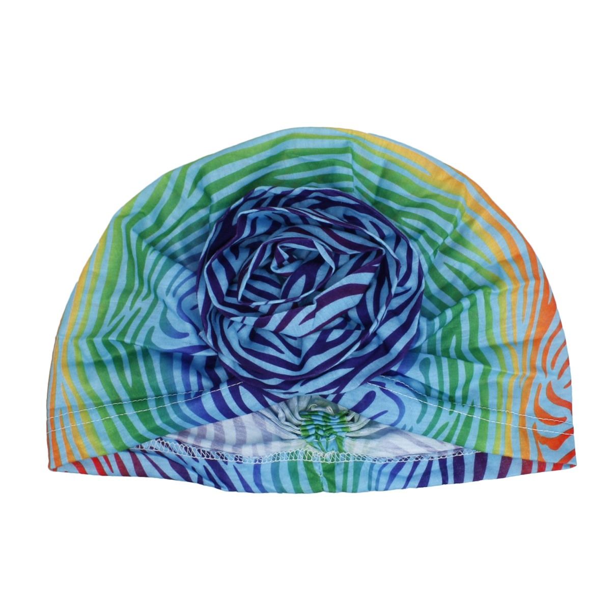 Turban Pre-Tied Flower Blue Ombre Zebra for Women