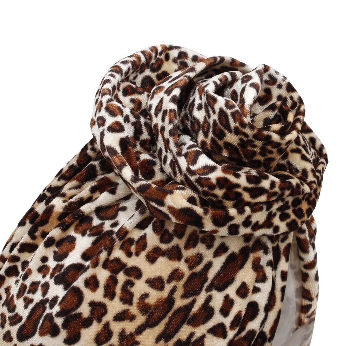 Turban Pre-Tied Flower Velvet Cheetah Print Women