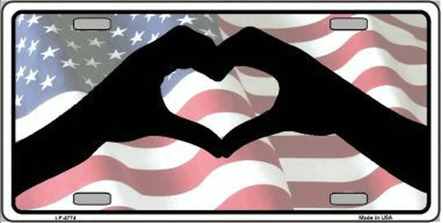 2 Hand Heart Novelty Metal License Plate